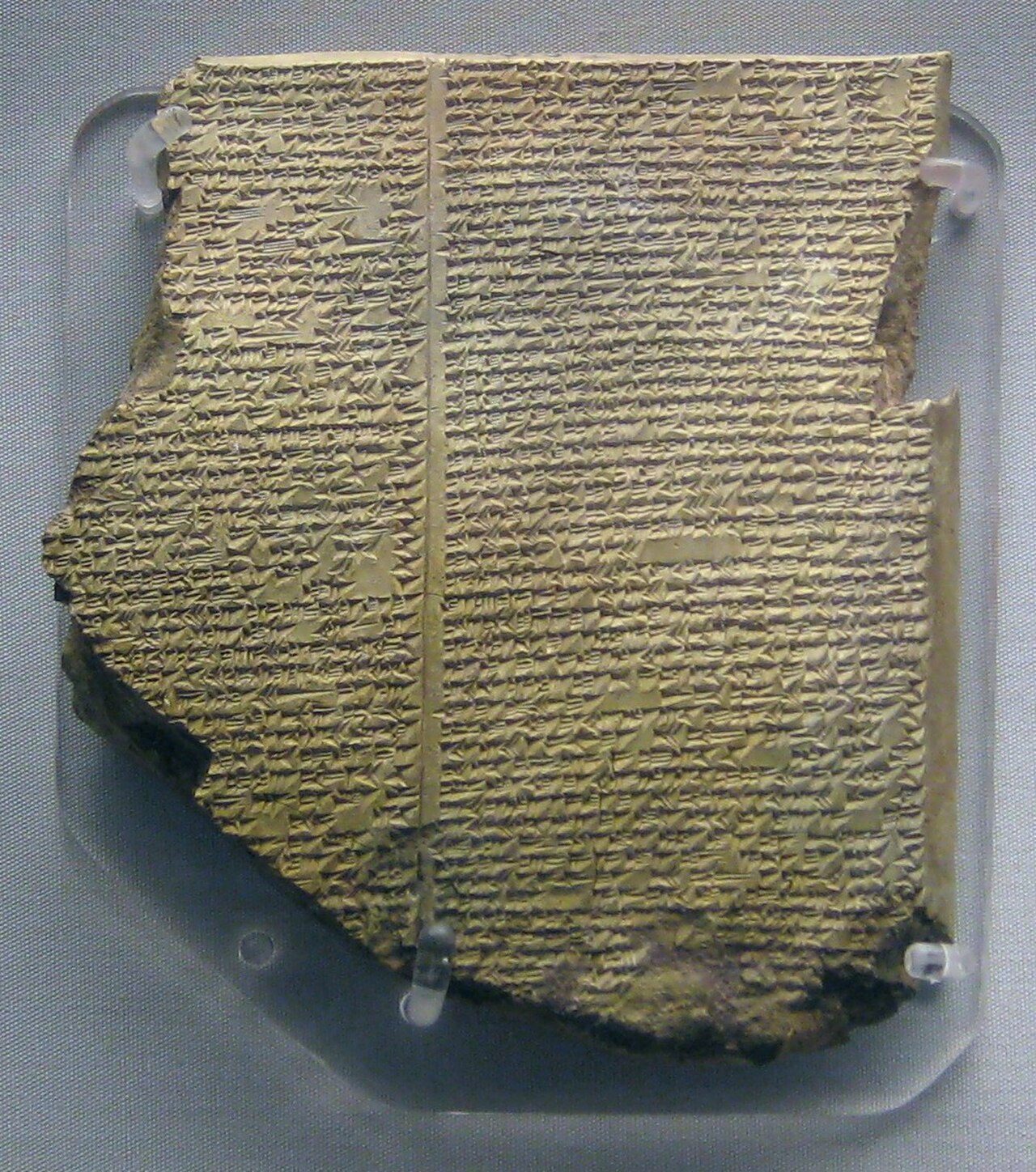 The Flood Tablet, tablet eleven of the Epic of Gilgamesh, on display in the British Museum
